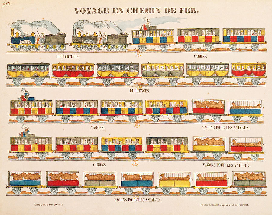 Vintage Drawing - Rail Travel In 1845  by French School