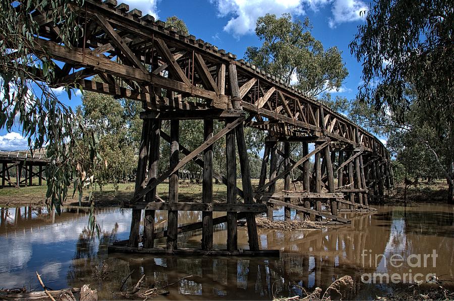 Rail Truss Bridge with Timber Beam Road Bridge in Background Photograph by Peter Kneen