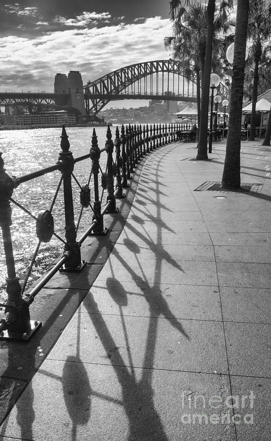 Black And White Photograph - Railings at Sydney Harbour by Sheila Smart Fine Art Photography