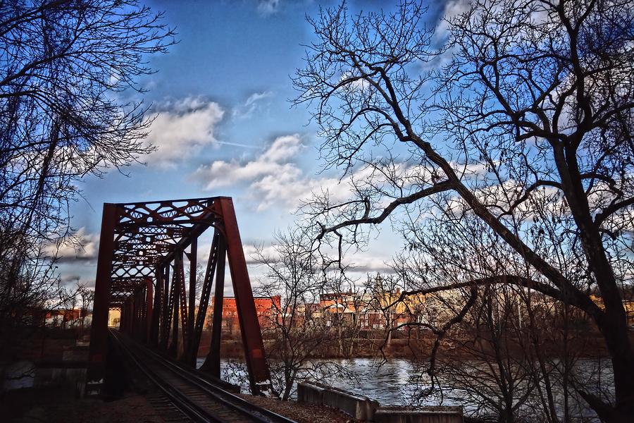 Sunset Photograph - Railroad Bridge and the Blue Sky by Anthony Ackerman