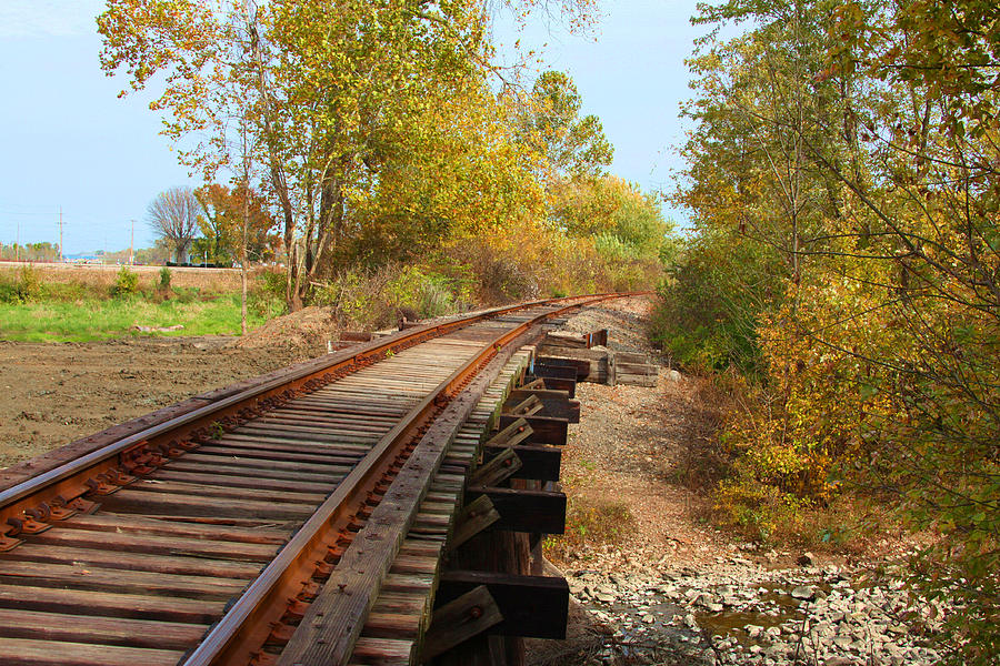 Fall Photograph - Railroad Bridge at Creve Coeur by John Lautermilch