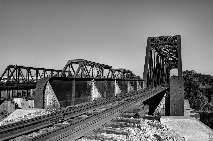 Railroad bridge black and white Photograph by Jonathan Davison
