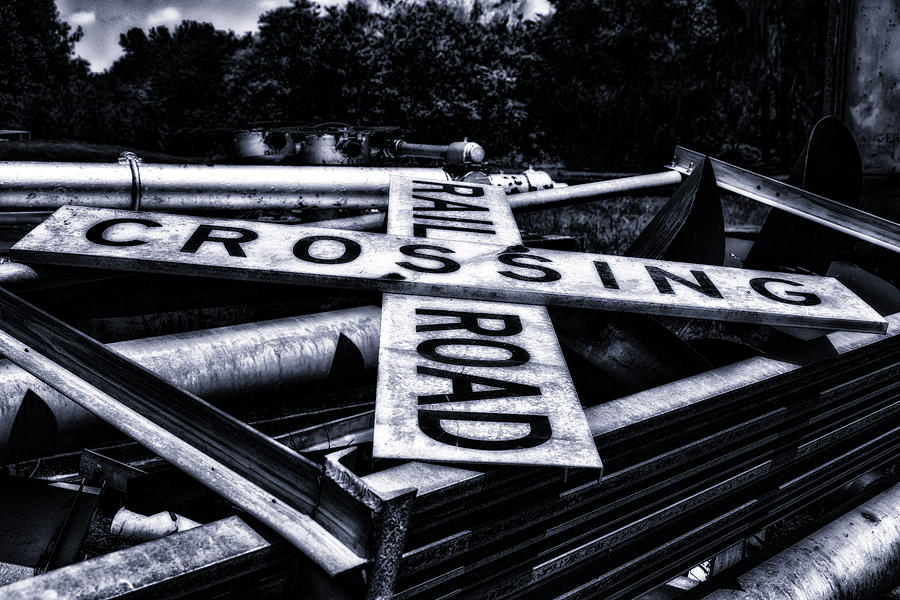 Railroad Crossing Sign in HDR Photograph by Michael White