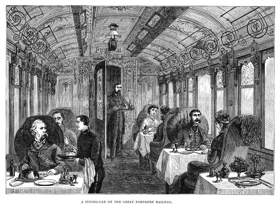 Railroad Dining Car, 1879 Painting by Granger