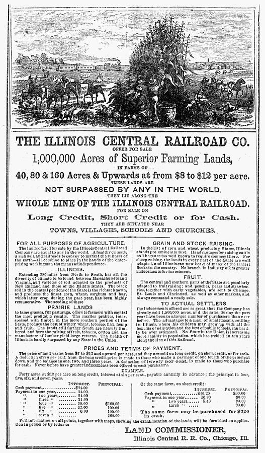 Railroad Land Sale, 1864 Painting by Granger