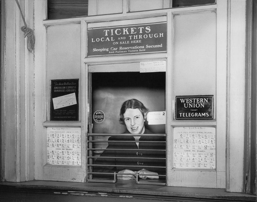 Railroad Ticket Window Photograph by Underwood Archives