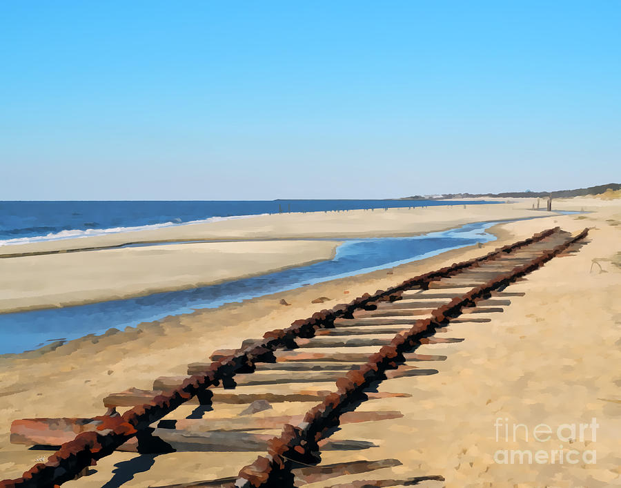 Railroad tracks on the beach Photograph by Sami Martin