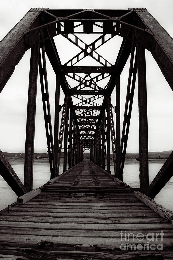 Black And White Photograph - Railroad Train Trestle Black And White by Miss Dawn