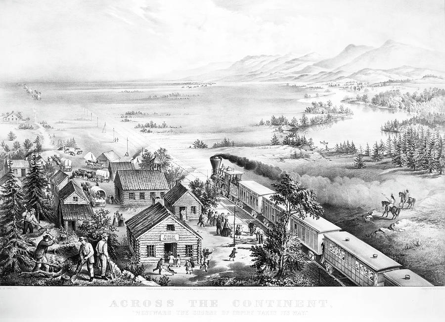 Transportation Painting - Railroad West, 1868 by Granger