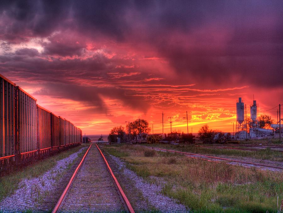 Rails to a Red Sunset Photograph by HW Kateley
