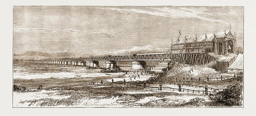 Railway Bridge Over The Chenab Punjaub India Opened Drawing By Litz Collection