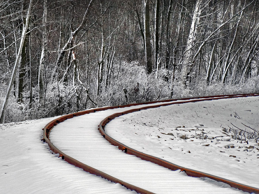 Railway Curve After a Spring Snow Photograph by David T Wilkinson