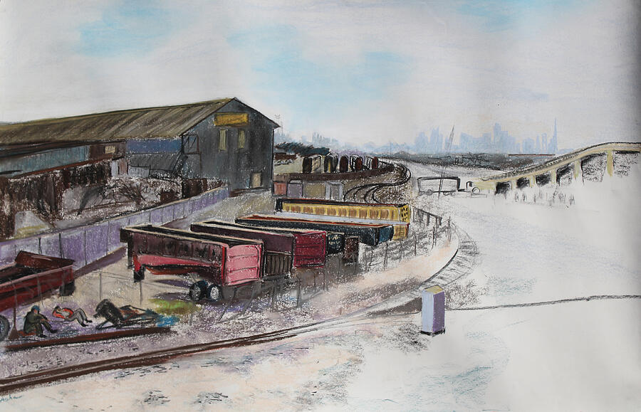 Railway Dreamers with San Francisco Skyline Painting by Asha Carolyn Young