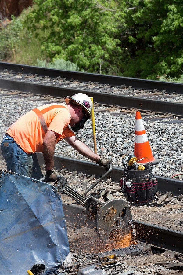 Transportation Photograph - Railway Track Maintenance by Jim West/science Photo Library