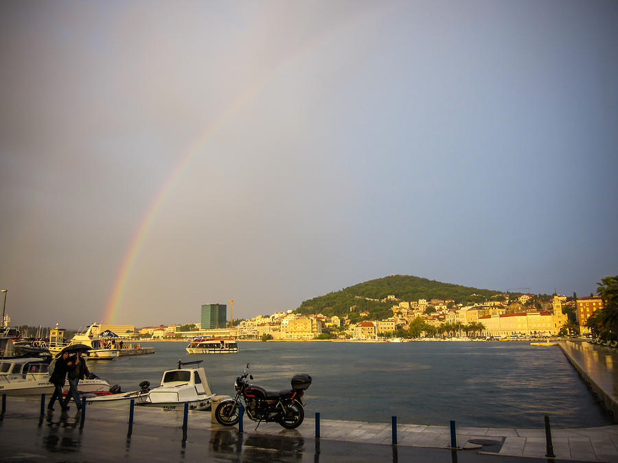 Rain and Rainbow in Split Croatia Photograph by Anthony Doudt