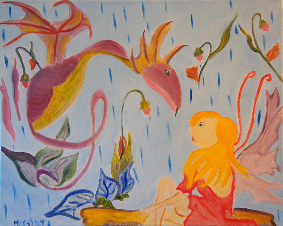 Rain Dragon Painting by Meryl Goudey