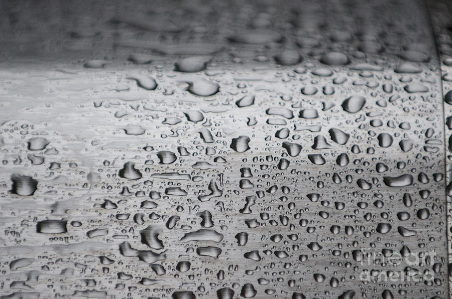 Rain Drops On Stainless Steel Photograph