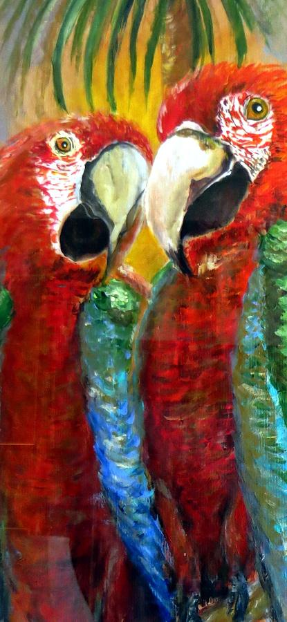 Rain Forest Macaws Painting by Bernadette Krupa