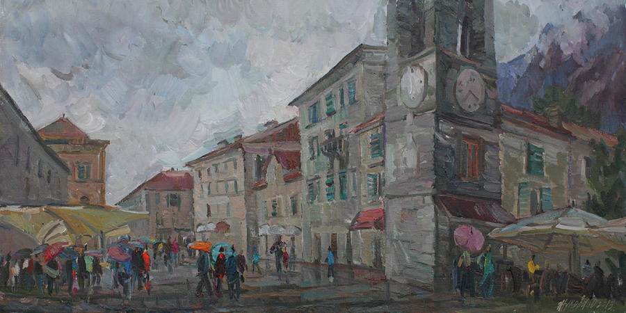 Rain in Kotor Painting by Juliya Zhukova