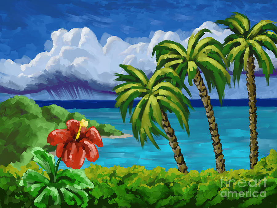 Rain In The Islands Painting by Tim Gilliland
