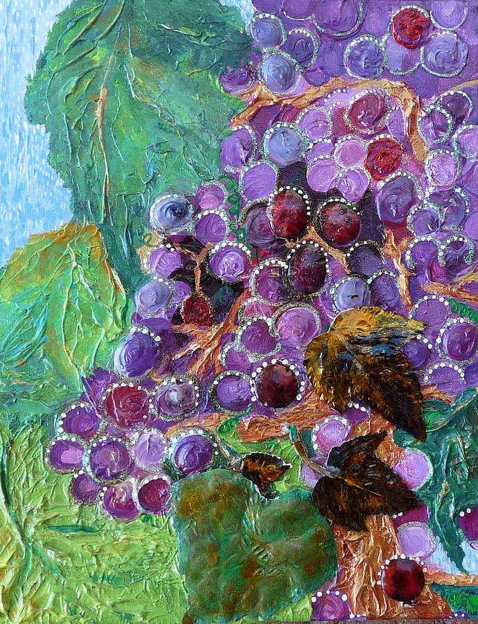 Grape Painting - Rain in the Vineyard by Rhonda Chase