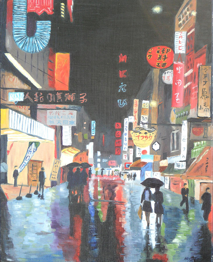 Rain In Tokyo Painting by Robert P Hedden