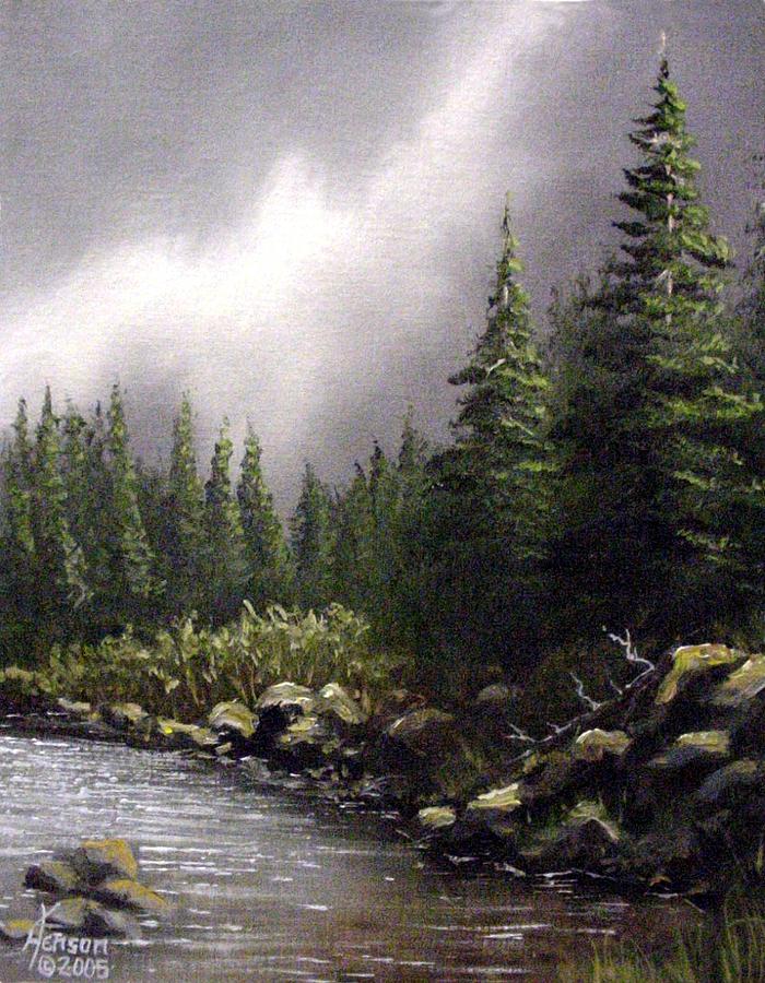 rain in the mountains painting