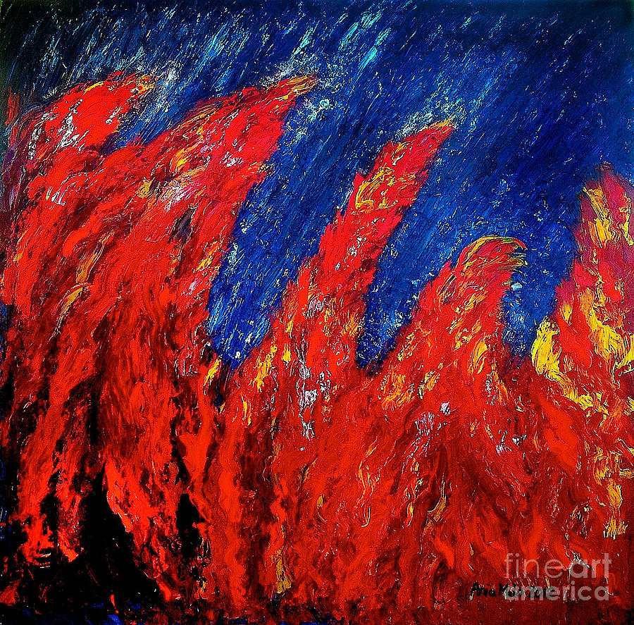 Rain on Fire Painting by Ania M Milo