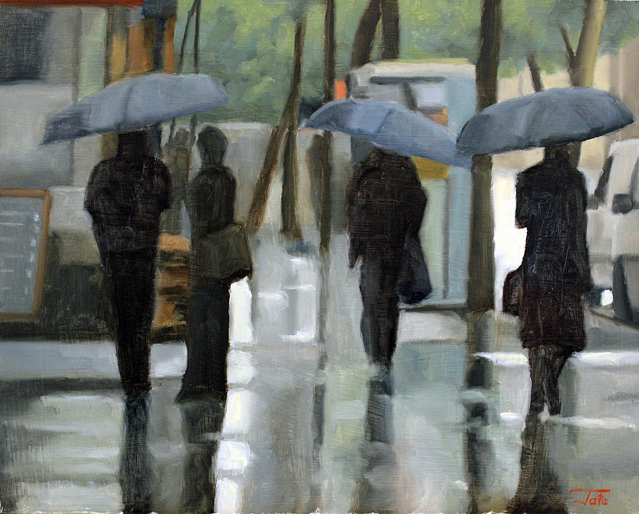 Rain on Saint Germain Painting by Tate Hamilton