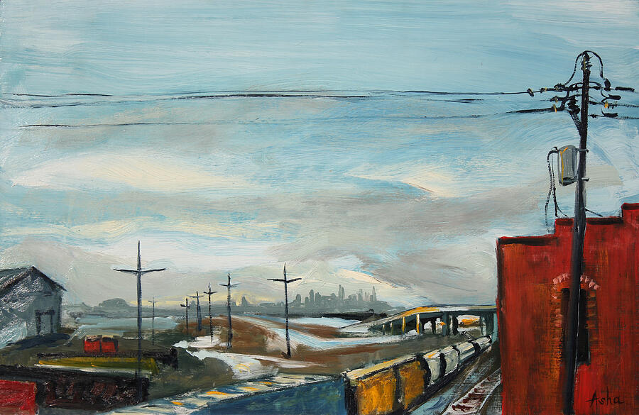 Rain Train Painting by Asha Carolyn Young