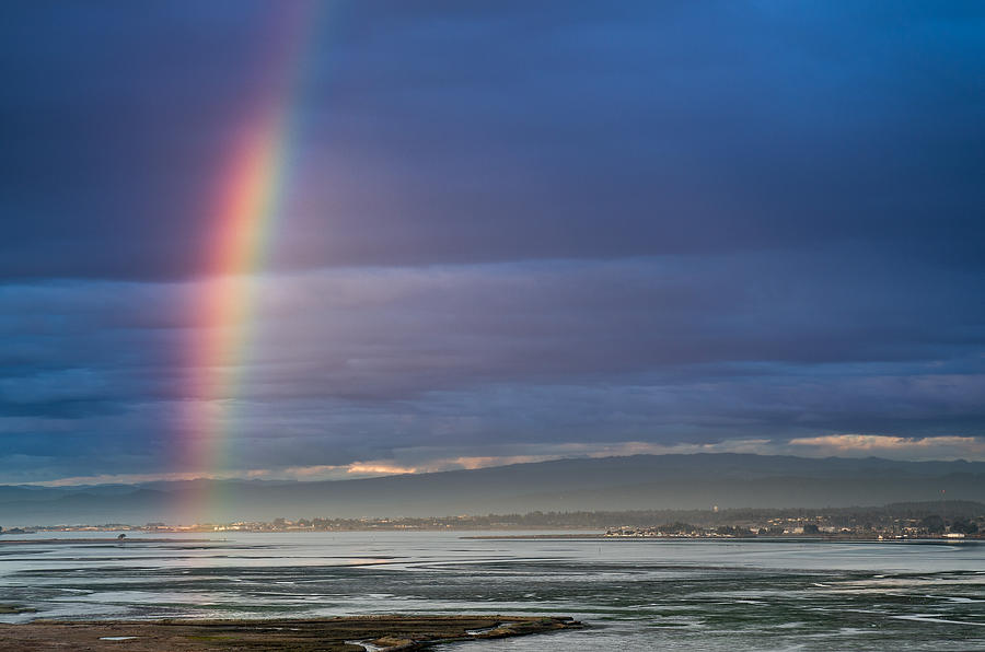 Humboldt Bay Photograph - Rainbow above the Bay by Greg Nyquist