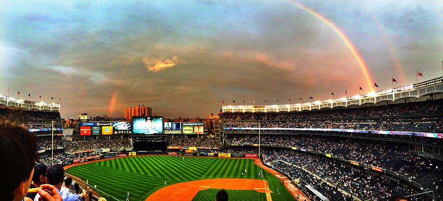 Yankee Stadium Photograph - Rainbow Above Yankee Stadium by Gina Concilio