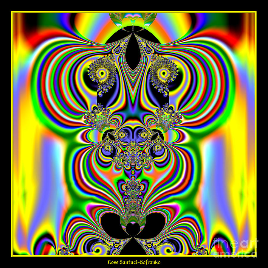 Alien Digital Art - Rainbow Alien Owls Fractal 57 by Rose Santuci-Sofranko