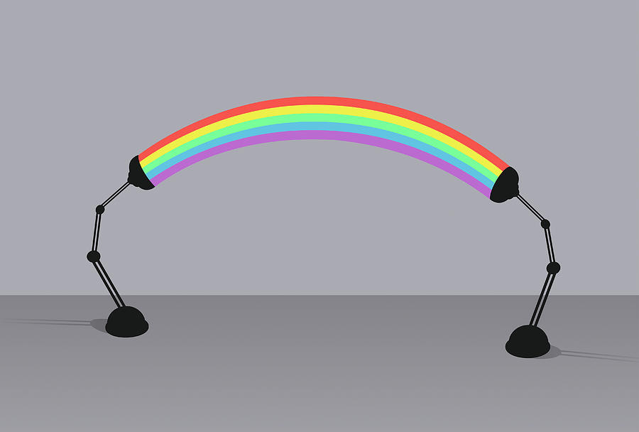 Rainbow Arc Connecting Two Desk Lamps Photograph by Ikon Ikon Images