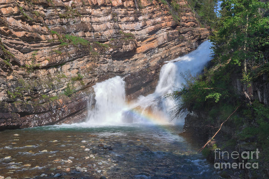 Waterton Lakes National Park Photograph - Rainbow at Cameron Falls by Charles Kozierok
