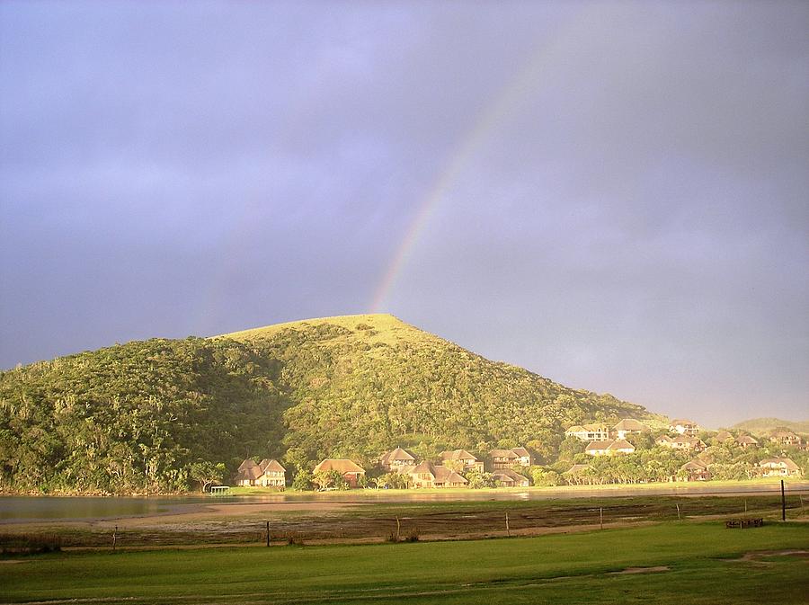 Rainbow at Cefani hilltop Wild Coast South Africa Photograph by Karen Jane Jones
