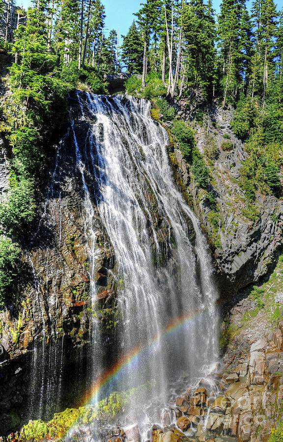 Rainbow At Narada Falls Photograph by Sarah Schroder