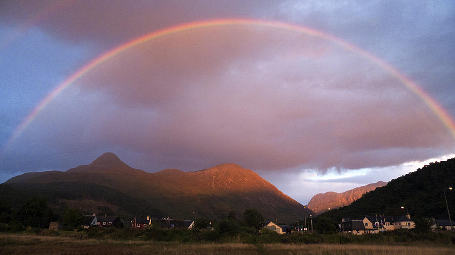 Winter Photograph - Rainbow at sunset Scotland UK by Dubi Roman