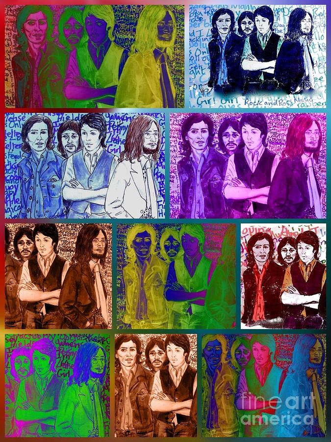 Rainbow Beatles Collage Mixed Media by Joan-Violet Stretch