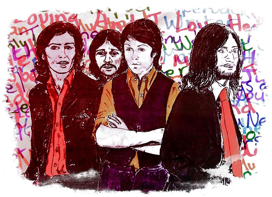 Rainbow Beatles Series Stressed Beatles Red Painting by Joan-Violet Stretch
