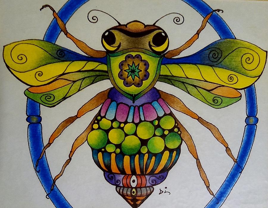 Rainbow Bee Painting by Diane Wisehart - Fine Art America