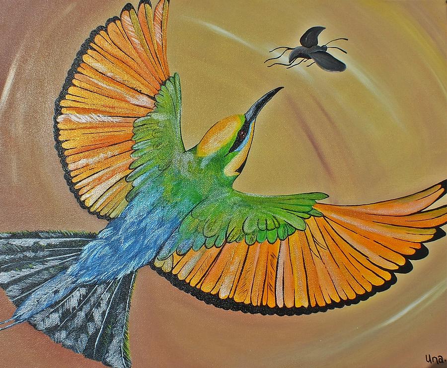 Feather Painting - Rainbow Bee Eater by Una  Miller