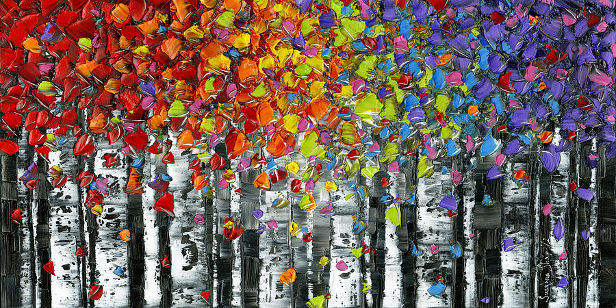 Abstract Painting - Birch Trees abstract art by Susanna Shaposhnikova