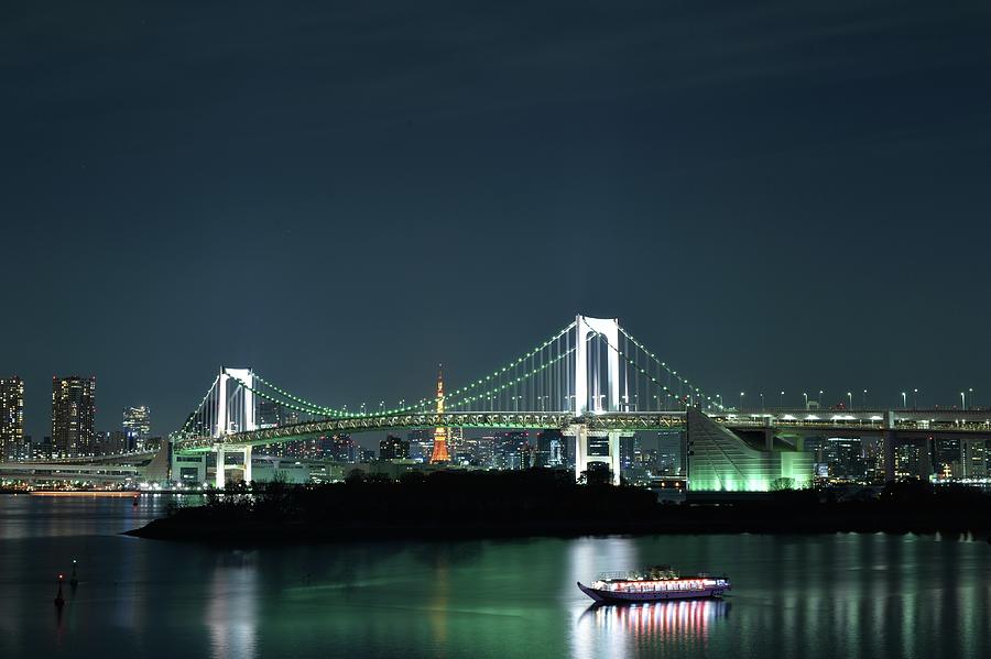 Rainbow Bridge And Tokyo Tower Photograph by Y.zengame