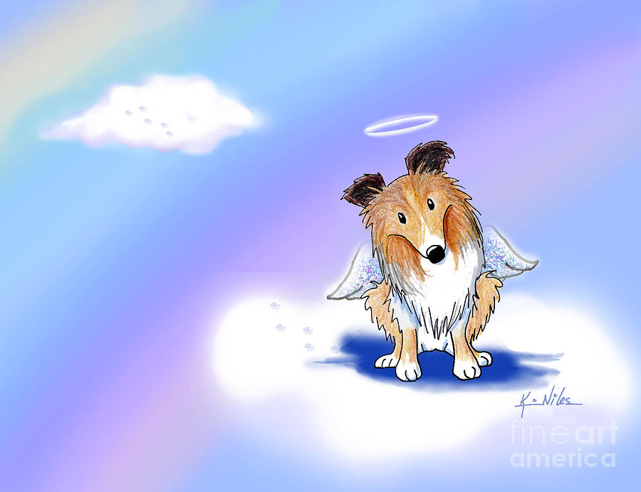 Sheltie Digital Art - Rainbow Bridge Sheltie by Kim Niles Sheltie Digital Art - Rainbow Bridge Sheltie by Kim Niles