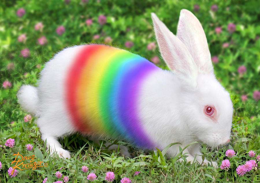 Rainbow Bunny Painting by Doug Kreuger