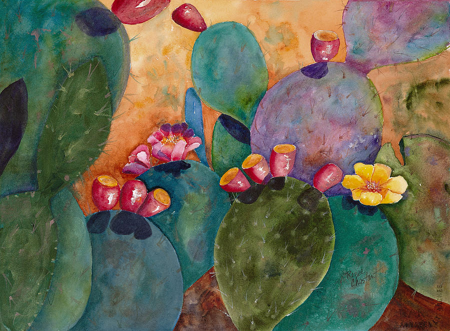 Nature Painting - Rainbow Cactus by Renee Chastant