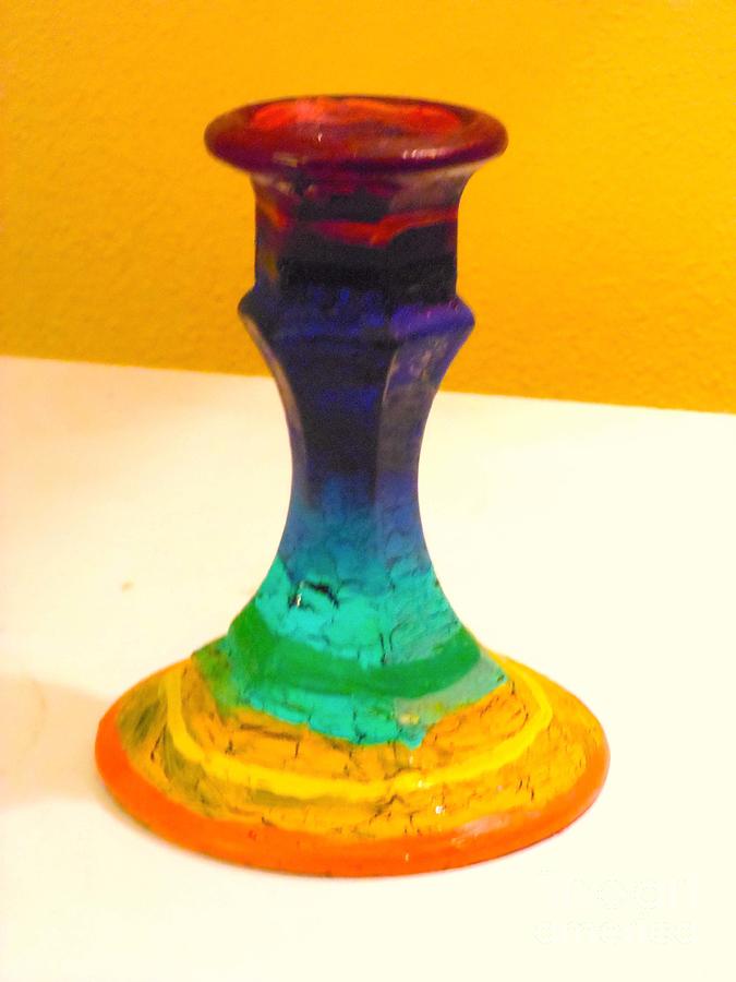 Rainbow Candlestick Painting by Genevieve Esson