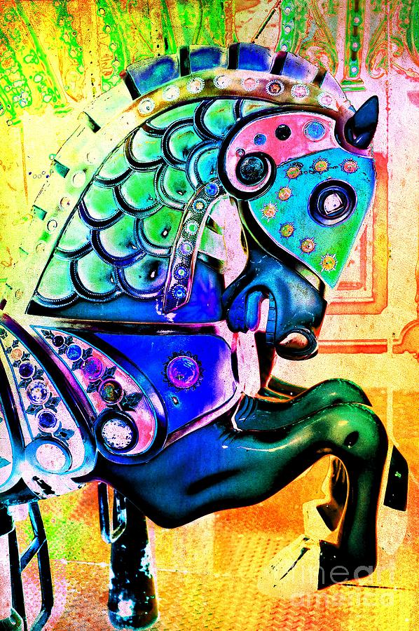 Rainbow Carousel Horse Digital Art by Patty Vicknair