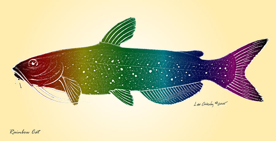 Catfish Digital Art - Rainbow Cat by Lee Owenby